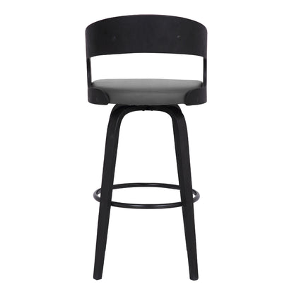 30" Gray And Black Iron Swivel Low Back Bar Height Bar Chair - Loft&Timber