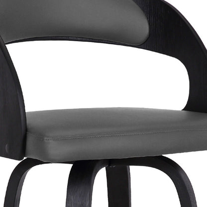 30" Gray And Black Iron Swivel Low Back Bar Height Bar Chair - Loft&Timber