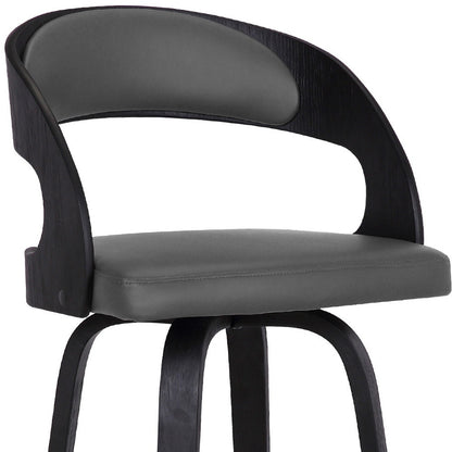 30" Gray And Black Iron Swivel Low Back Bar Height Bar Chair - Loft&Timber