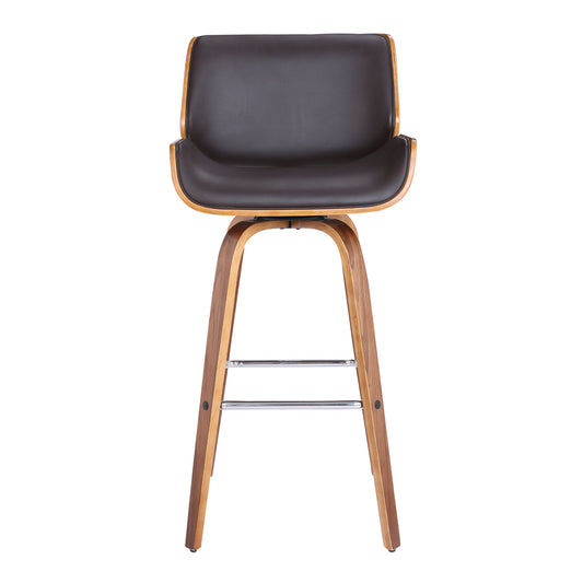 30" Brown Solid Wood Swivel Low Back Bar Height Bar Chair - Loft&Timber
