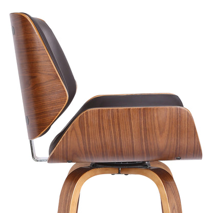 30" Brown Solid Wood Swivel Low Back Bar Height Bar Chair - Loft&Timber