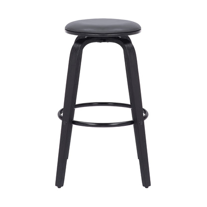29" Gray And Black Solid Wood Swivel Backless Bar Height Bar Chair - Loft&Timber