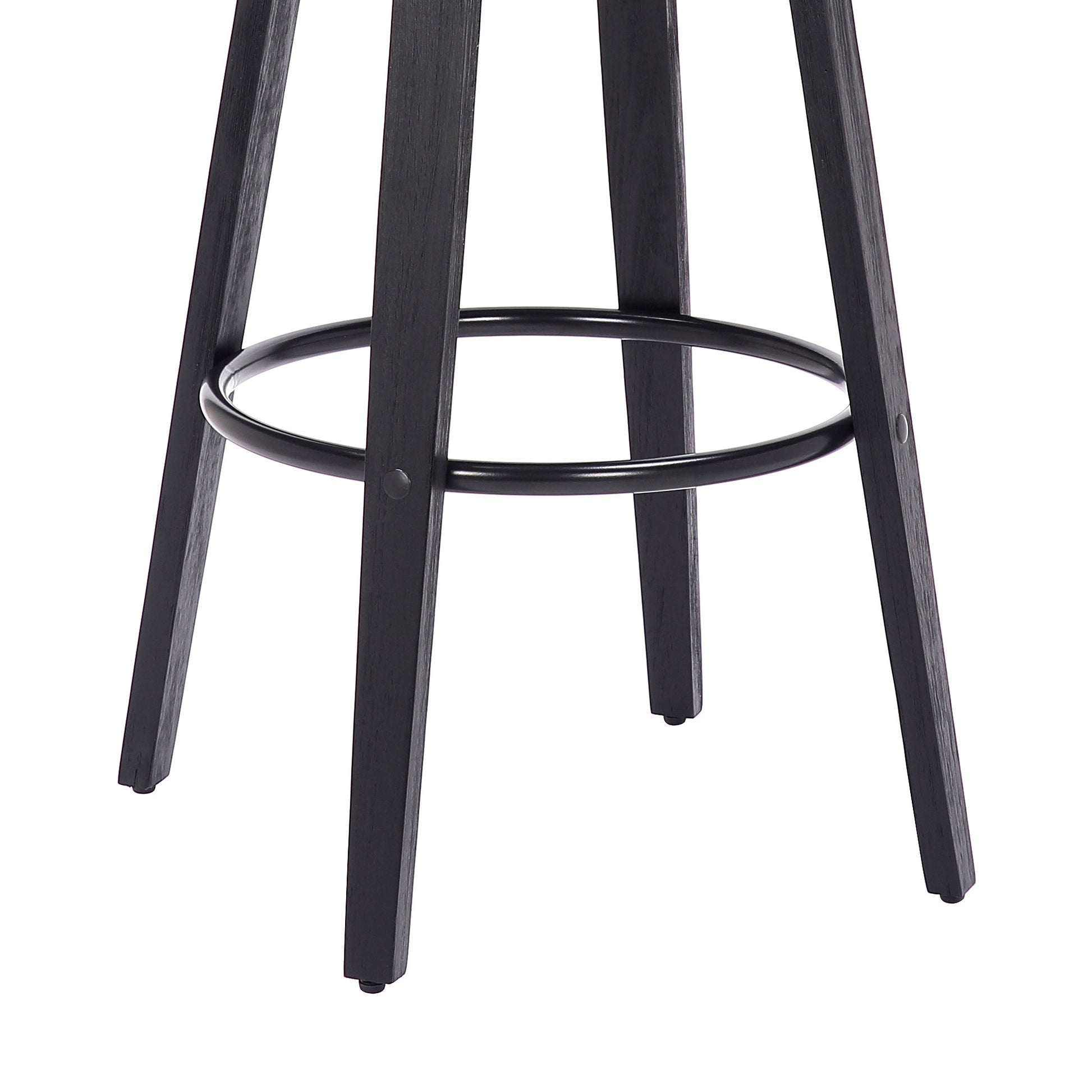29" Gray And Black Solid Wood Swivel Backless Bar Height Bar Chair - Loft&Timber