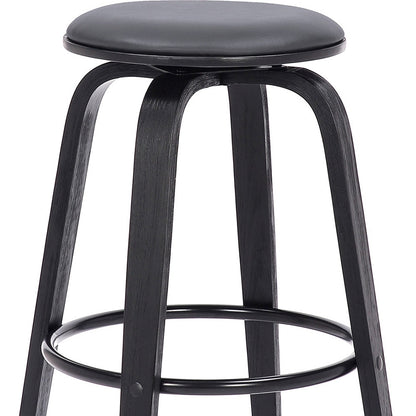 29" Gray And Black Solid Wood Swivel Backless Bar Height Bar Chair - Loft&Timber