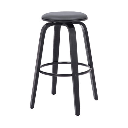 29" Gray And Black Solid Wood Swivel Backless Bar Height Bar Chair - Loft&Timber