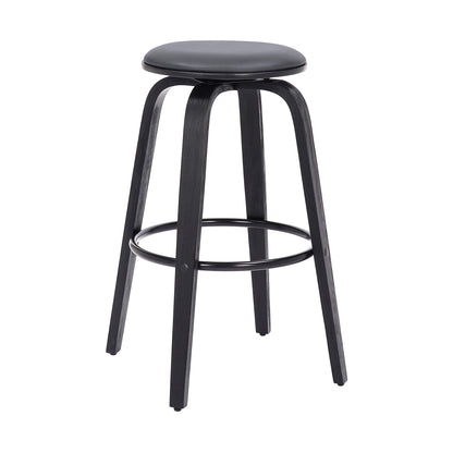 29" Gray And Black Solid Wood Swivel Backless Bar Height Bar Chair - Loft&Timber
