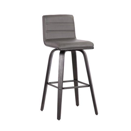 30" Gray And Black Iron Swivel Low Back Bar Height Bar Chair - Loft&Timber