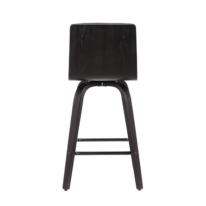 30" Gray And Black Iron Swivel Low Back Bar Height Bar Chair - Loft&Timber