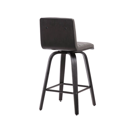 30" Gray And Black Iron Swivel Low Back Bar Height Bar Chair - Loft&Timber