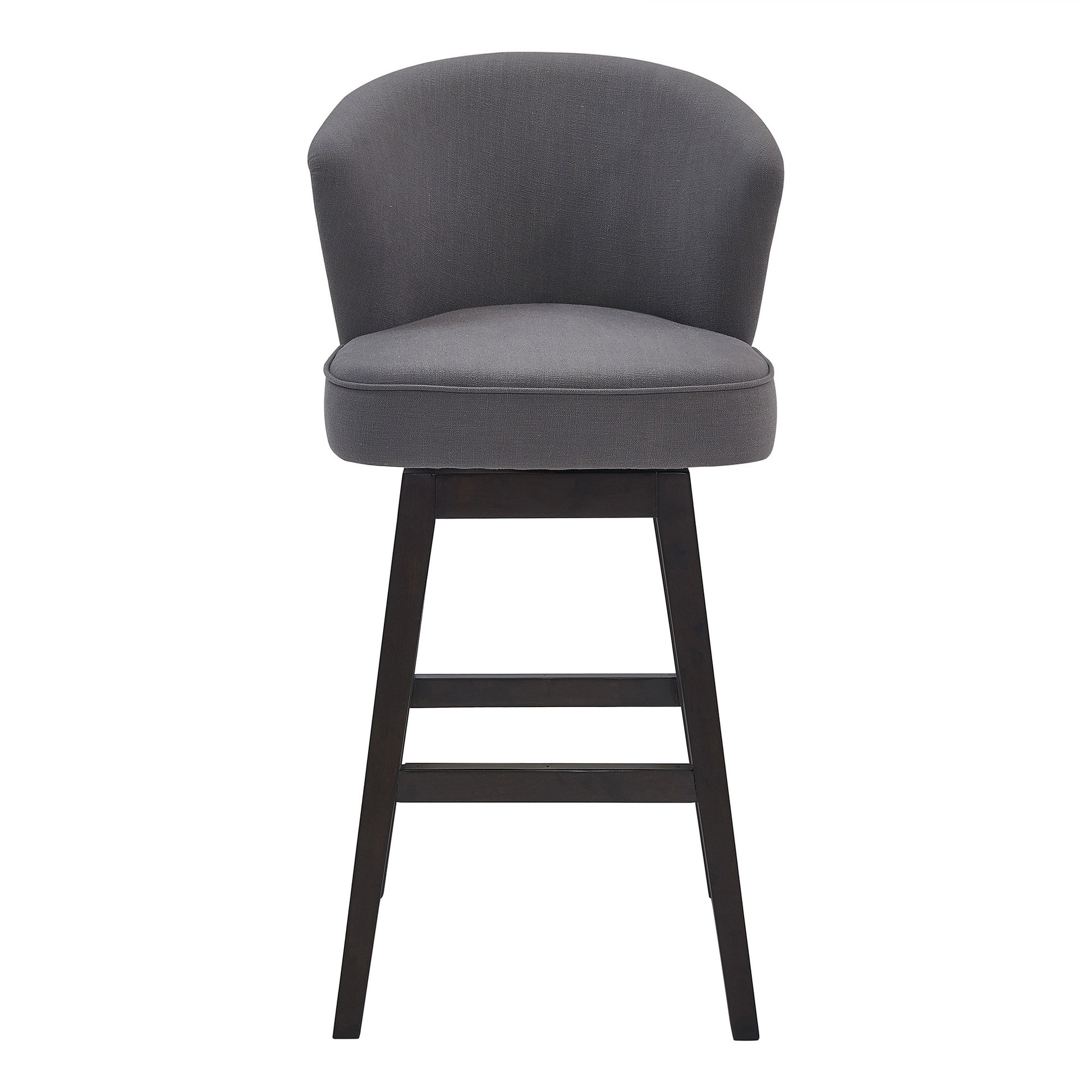 31" Gray And Espresso Solid Wood Swivel Low Back Bar Height Bar Chair - Loft&Timber