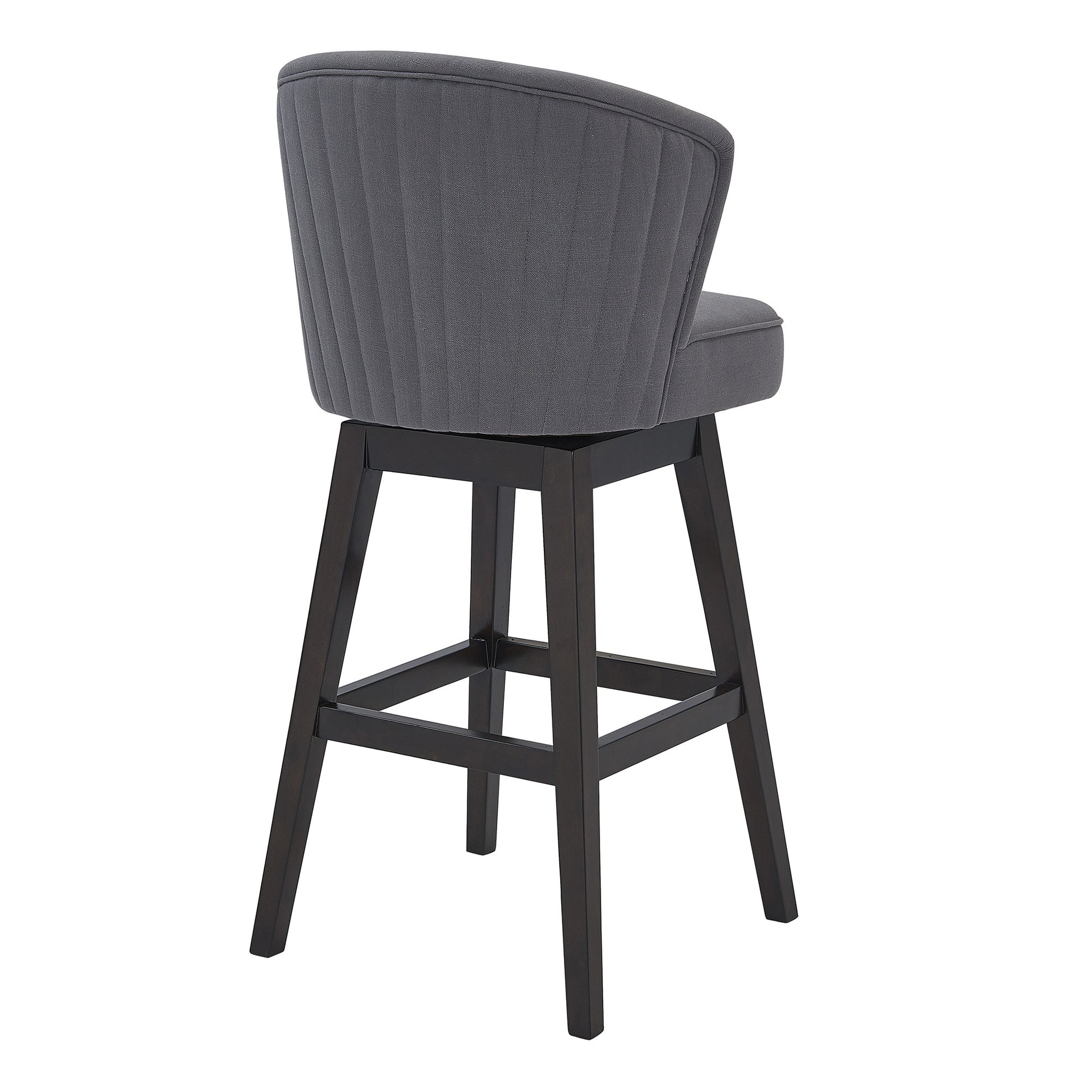 31" Gray And Espresso Solid Wood Swivel Low Back Bar Height Bar Chair - Loft&Timber