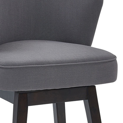 31" Gray And Espresso Solid Wood Swivel Low Back Bar Height Bar Chair - Loft&Timber
