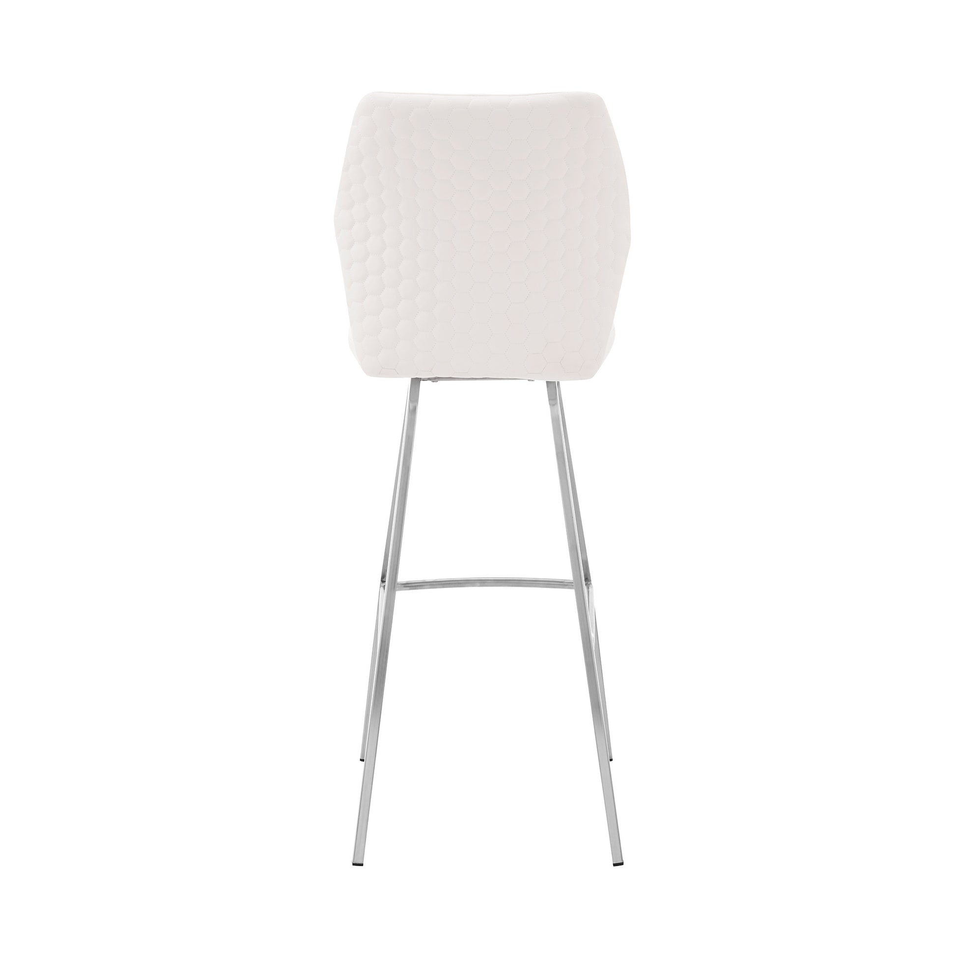 30" White And Silver Faux Leather And Iron Bar Height Bar Chair - Loft&Timber