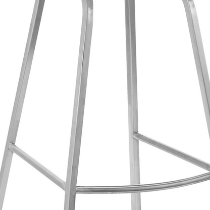 30" White And Silver Faux Leather And Iron Bar Height Bar Chair - Loft&Timber