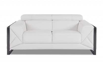 75" White And Black Italian Leather Loveseat - Loft&Timber