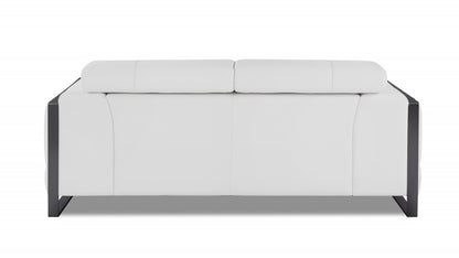 75" White And Black Italian Leather Loveseat - Loft&Timber