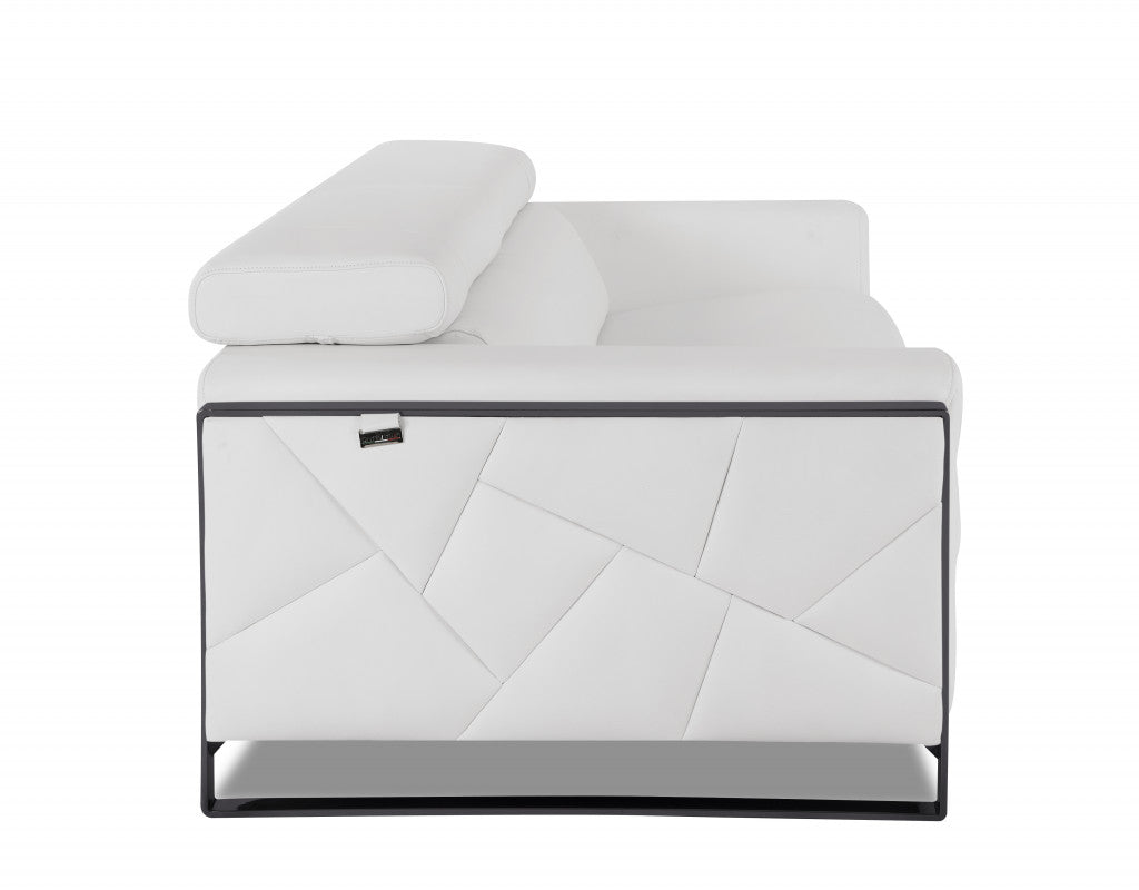 75" White And Black Italian Leather Loveseat - Loft&Timber