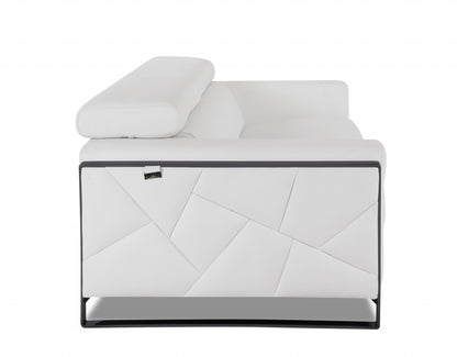 75" White And Black Italian Leather Loveseat - Loft&Timber