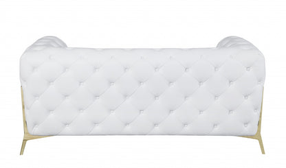 69" White And Gold Italian Leather Loveseat - Loft&Timber