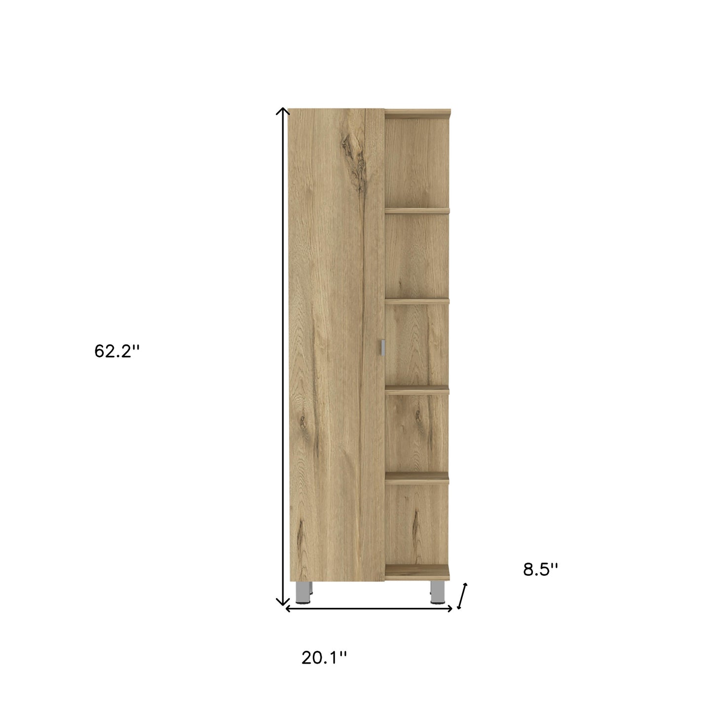 62" Oak Wood Pantry Or Storage Closet - Loft&Timber