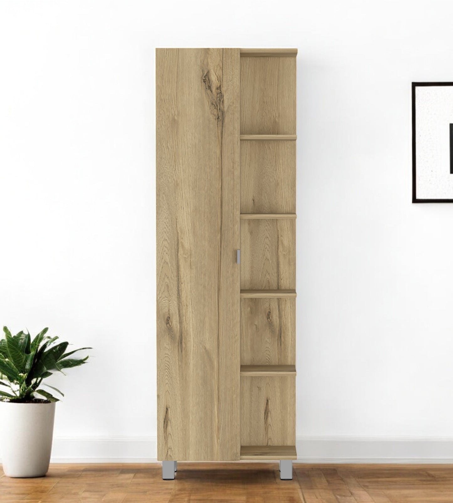 62" Oak Wood Pantry Or Storage Closet - Loft&Timber