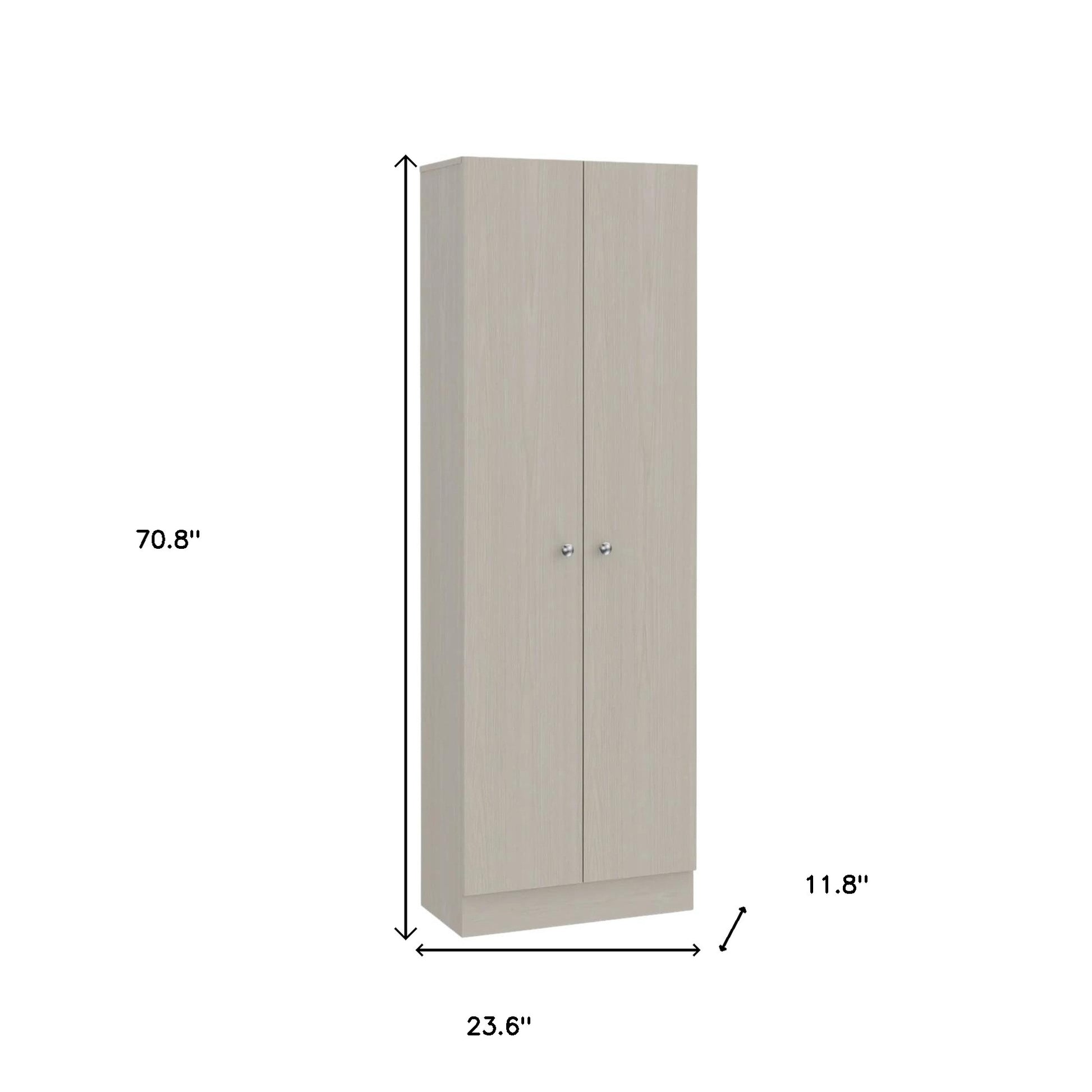71" Light Gray Wood Pantry Or Storage Closet - Loft&Timber