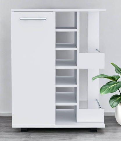 White Rolling Bar Cart With Wine Storage - Loft&Timber