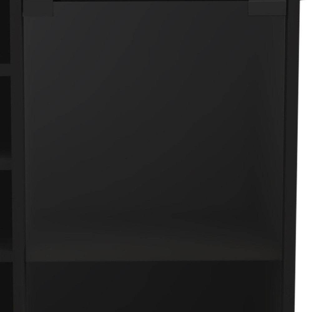 Black Rolling Bar Cart With Wine Storage - Loft&Timber