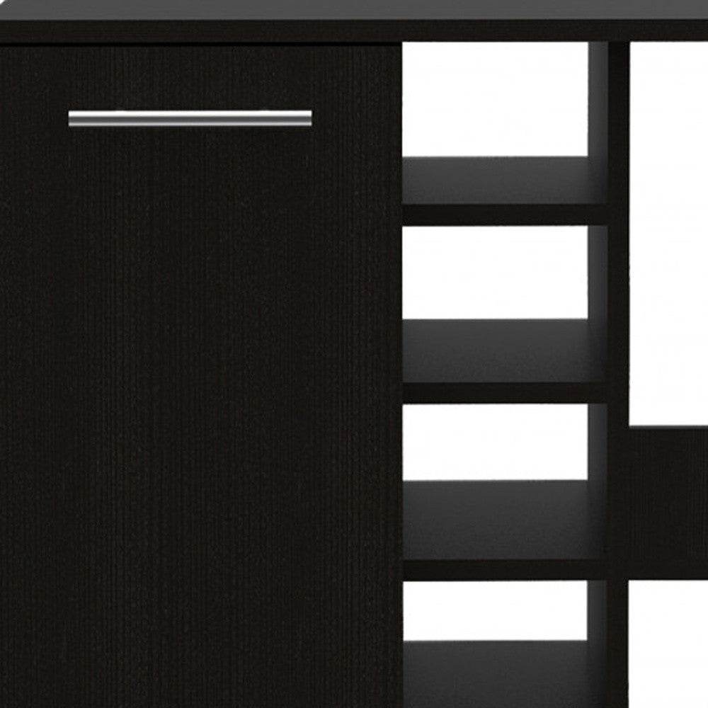 Black Rolling Bar Cart With Wine Storage - Loft&Timber