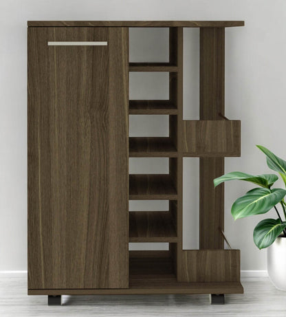 Brown Rolling Bar Cart With Wine Storage - Loft&Timber