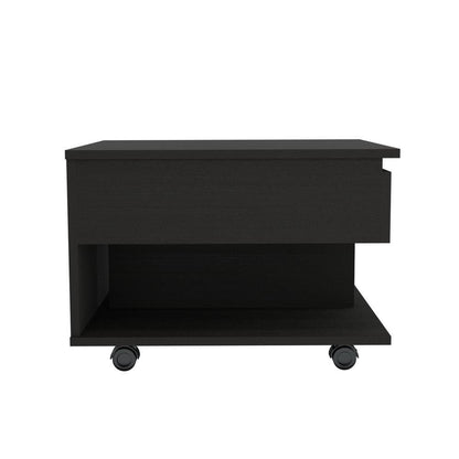 22" Black Manufactured Wood Rectangular Lift Top Coffee Table With Drawer - Loft&Timber