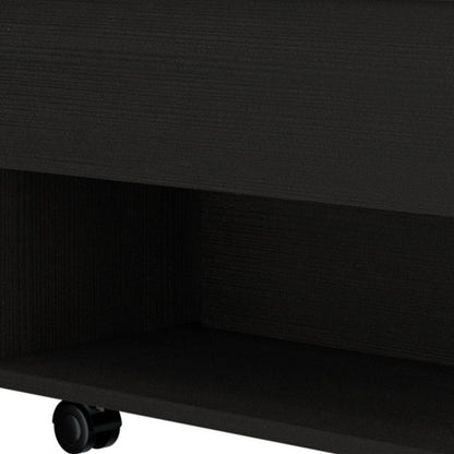 22" Black Manufactured Wood Rectangular Lift Top Coffee Table With Drawer - Loft&Timber