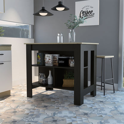 Black and Natural 41" Kitchen Island With Storage - Loft&Timber