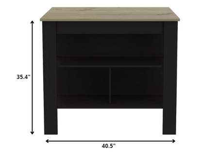 Black and Natural 41" Kitchen Island With Storage - Loft&Timber