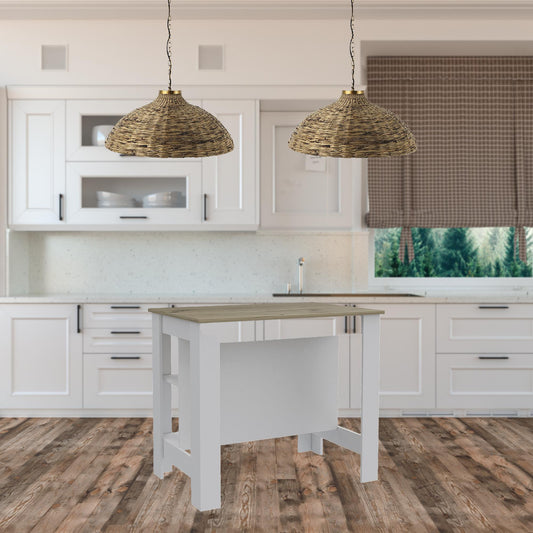 White and Brown 41" Kitchen Island With Storage - Loft&Timber