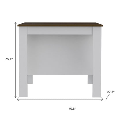 White and Brown 41" Kitchen Island With Storage - Loft&Timber