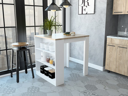 White and Natural 36" Kitchen Island With Storage - Loft&Timber