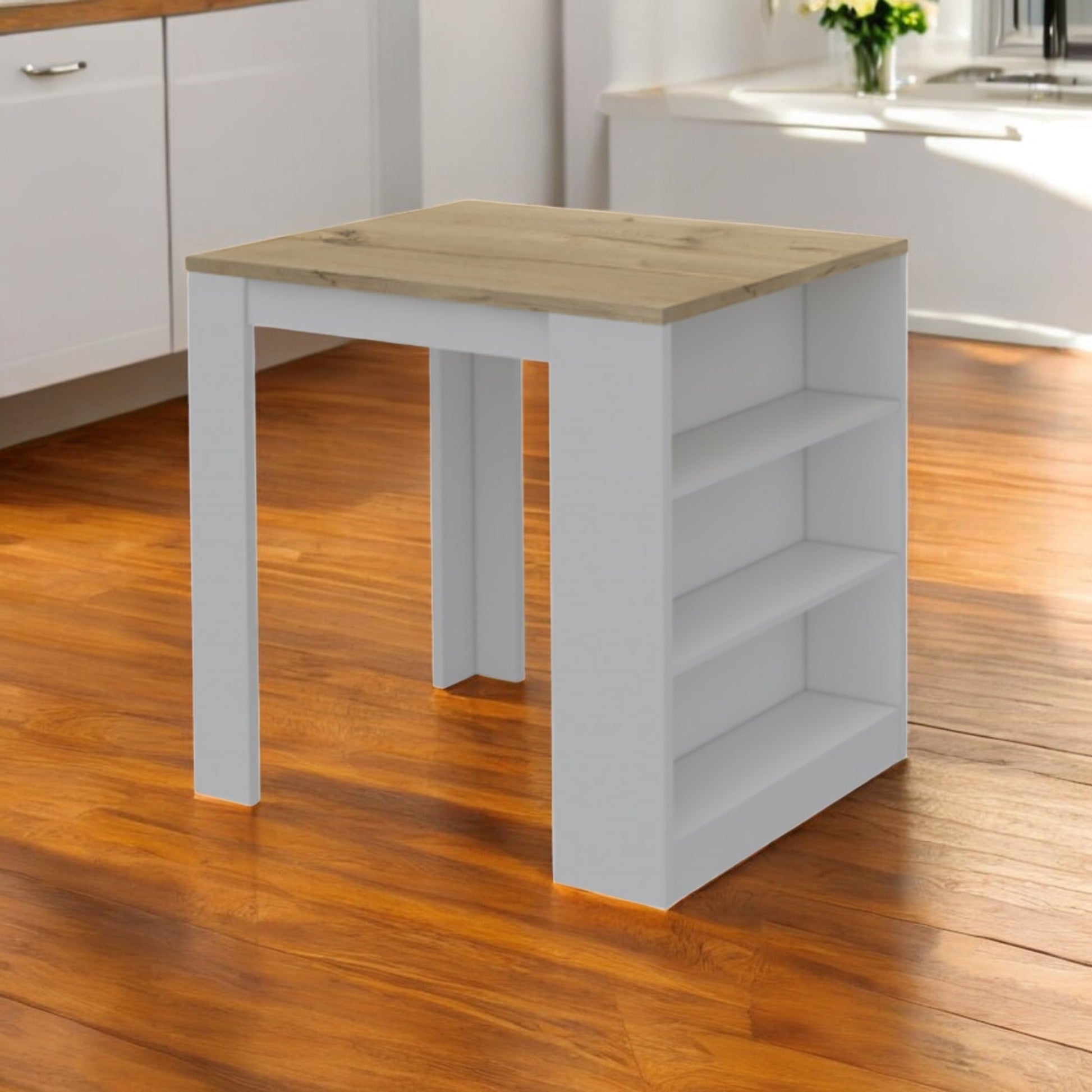 White and Natural 36" Kitchen Island With Storage - Loft&Timber