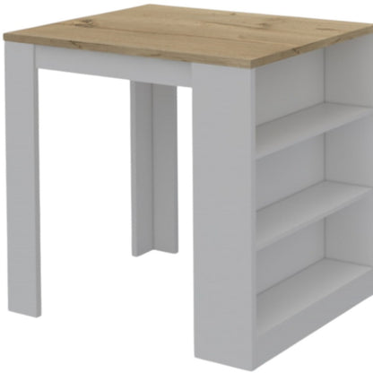 White and Natural 36" Kitchen Island With Storage - Loft&Timber