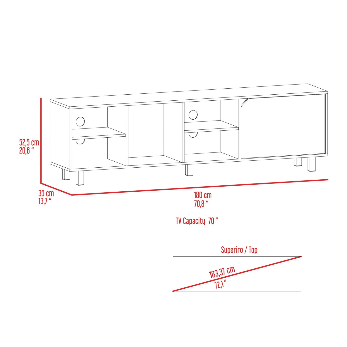 71" Natural Wood Enclosed and Open Storage TV Stand-6