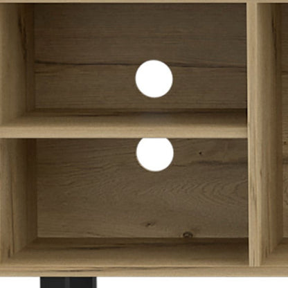 71" Natural Wood Enclosed and Open Storage TV Stand-2