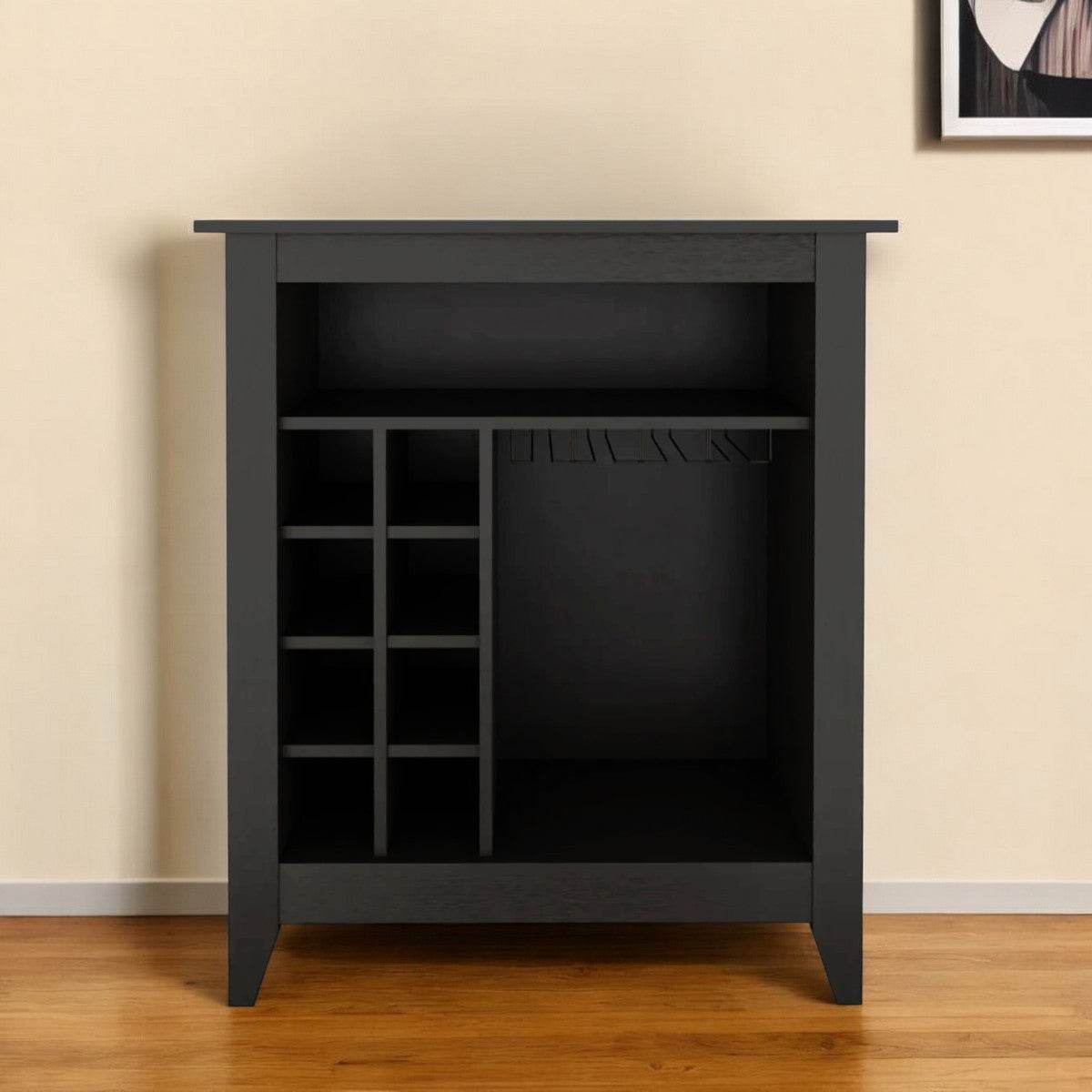 Black Bar Cart With Wine Storage - Loft&Timber