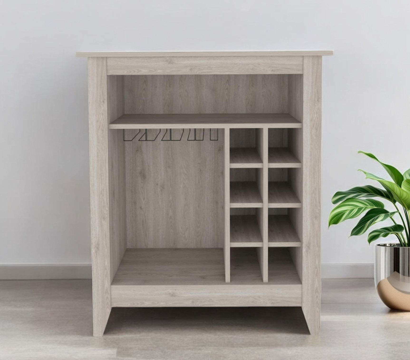 Light Gray Bar Cart With Wine Storage - Loft&Timber