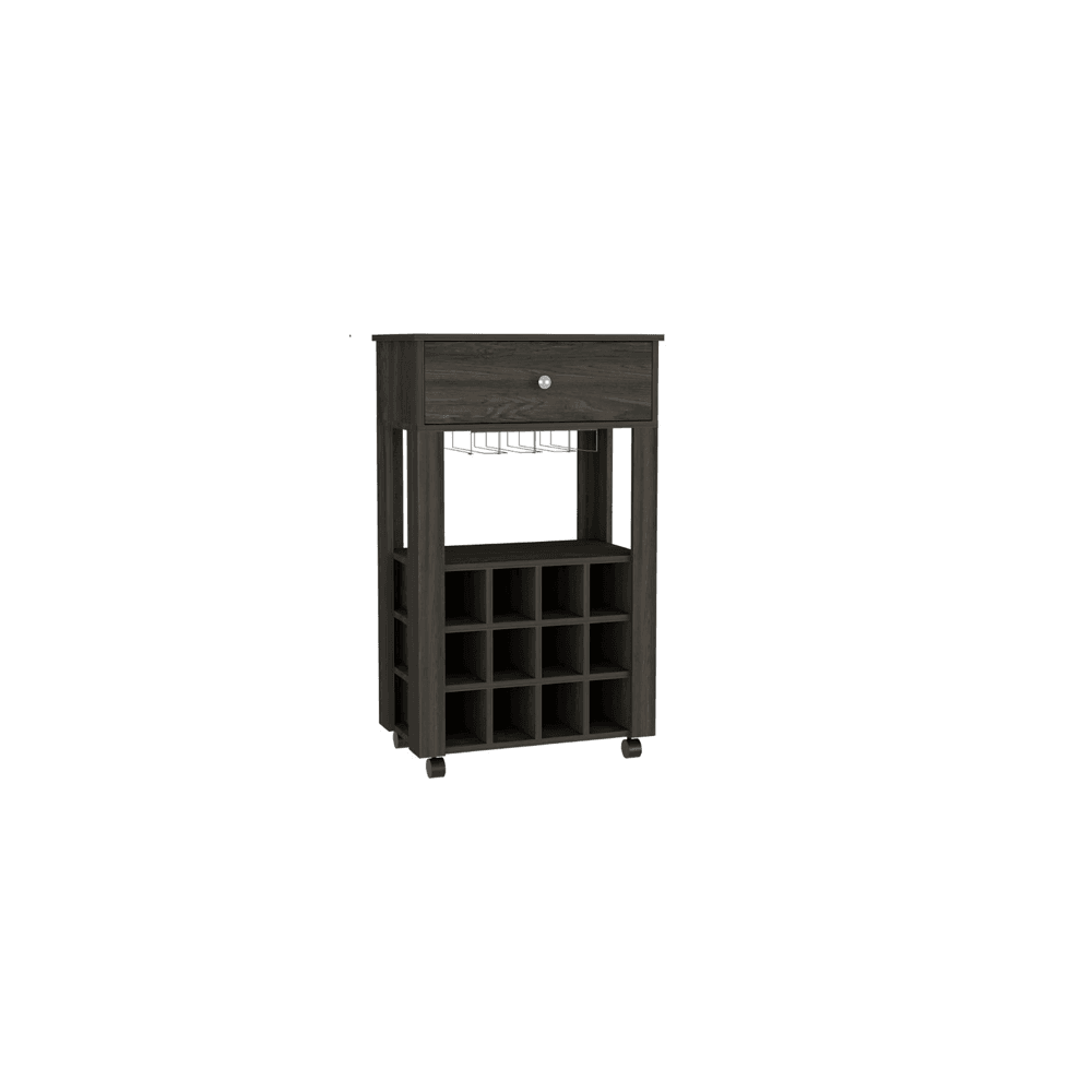 Espresso Rolling Bar Cart With Wine Storage - Loft&Timber