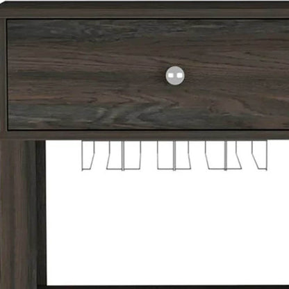 Espresso Rolling Bar Cart With Wine Storage - Loft&Timber