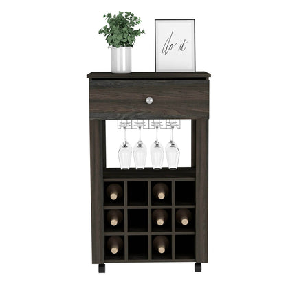 Espresso Rolling Bar Cart With Wine Storage - Loft&Timber