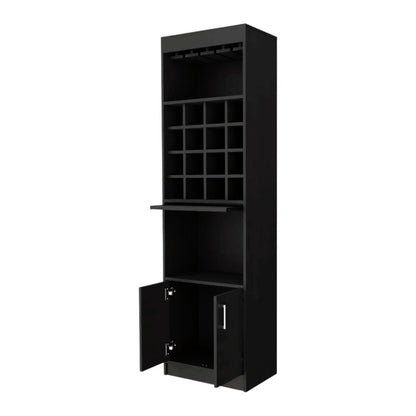 24" Black Bar Cabinet With Eighteen Shelves - Loft&Timber