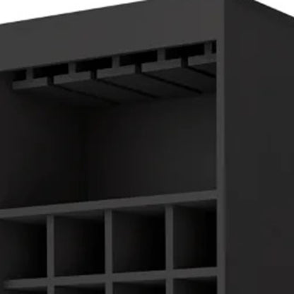 24" Black Bar Cabinet With Eighteen Shelves - Loft&Timber