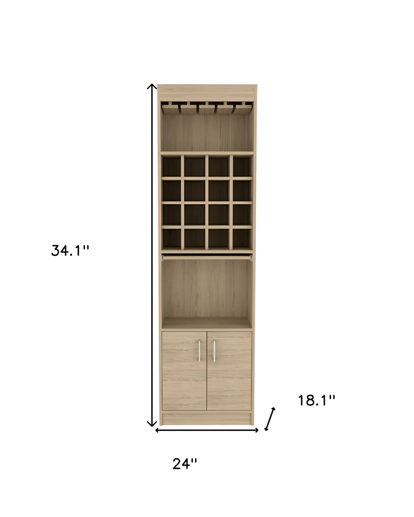 24" Natural Bar Cabinet With Eighteen Shelves - Loft&Timber