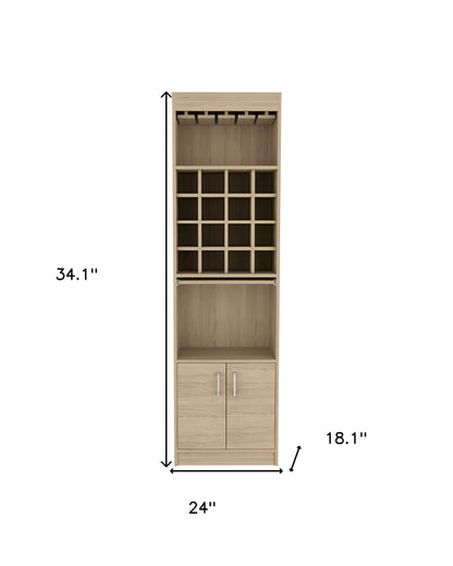 24" Natural Bar Cabinet With Eighteen Shelves - Loft&Timber